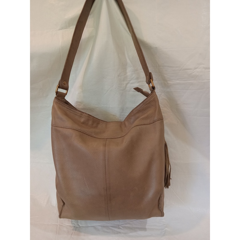 Hobo The Original Beige Leather Shoulder Bag Slouchy Style Everyday